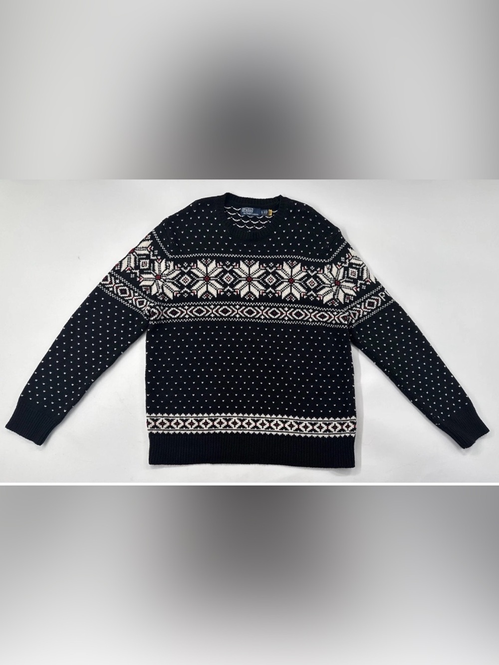 Polo Ralph Lauren Sweater Mens XL Cashmere Blend Fair Isle Snowflake Holiday